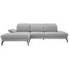 ECKSOFA Hellgrau Chenille  - Hellgrau/Schwarz, Design, Textil/Metall (180/289cm) - Stylife