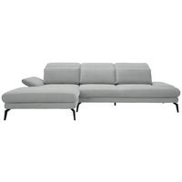 ECKSOFA in Chenille Hellgrau  - Hellgrau/Schwarz, Design, Textil/Metall (180/289cm) - Stylife