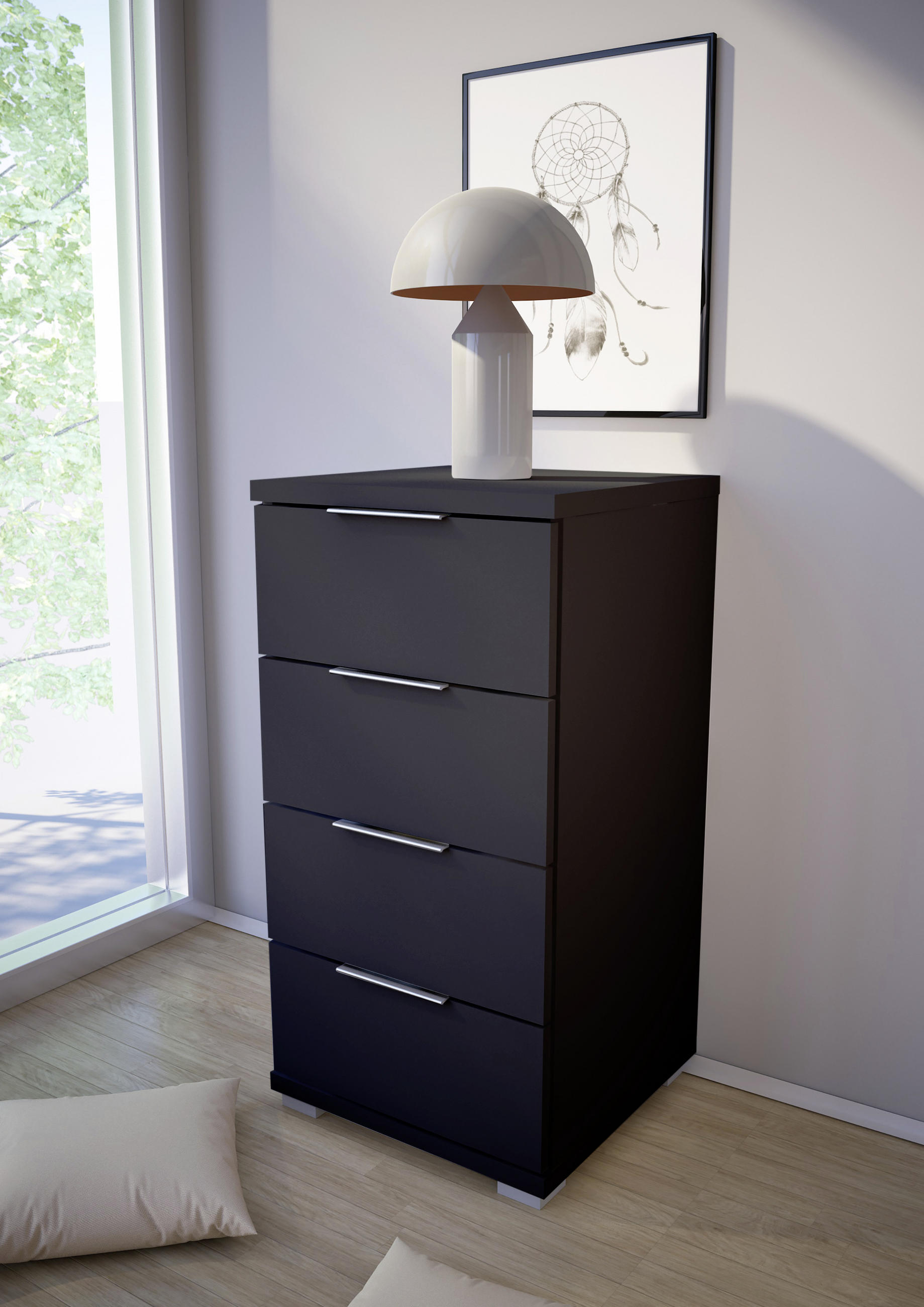 NOĆNI STOČIĆ crna  - srebrna/crna, Osnovno (46/79/42cm) - Xora