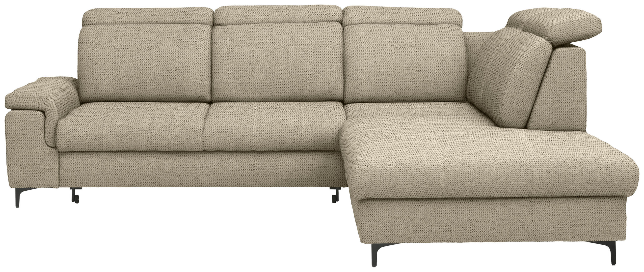 ECKSOFA Struktur Beige  - Beige/Schwarz, Design, Textil/Metall (292/270cm) - Stylife