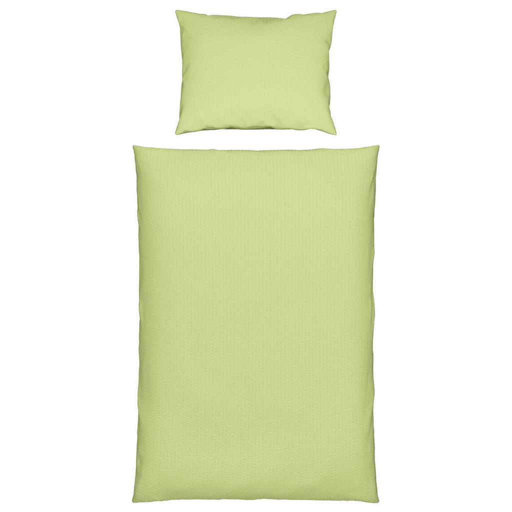 Seersucker Bettwäsche 140x200 Cm Milena Baumwolle Grün