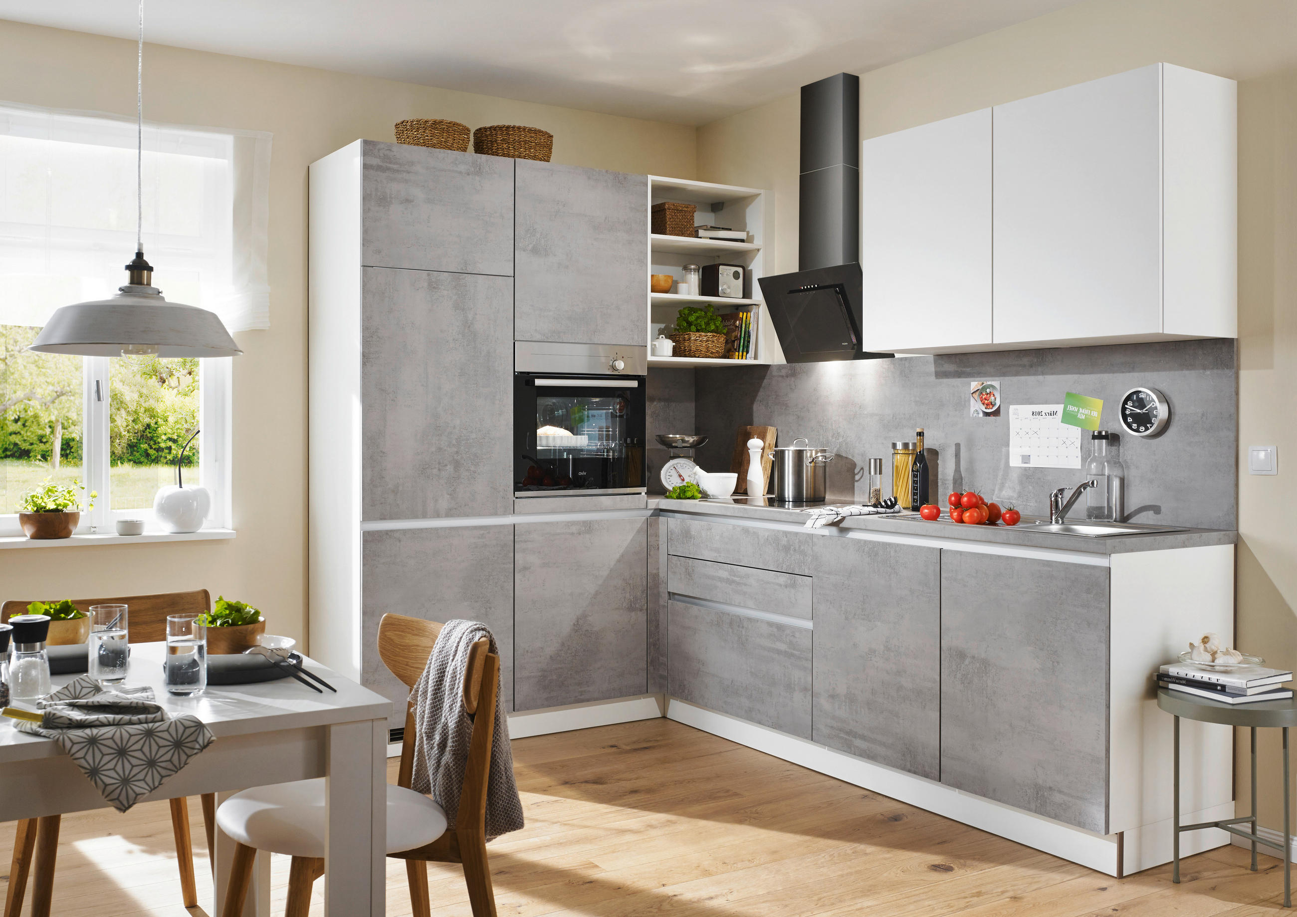 KÜCHENLEERBLOCK  185/275 cm  in Weiß, Hellgrau  - Hellgrau/Weiß, Design, Holzwerkstoff (185/275cm) - Welnova