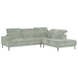 ECKSOFA Mintgrün Chenille Kopfteilverstellung, Sitztiefenverstellung  - Schwarz/Mintgrün, Design, Textil/Metall (307/243cm) - Xora