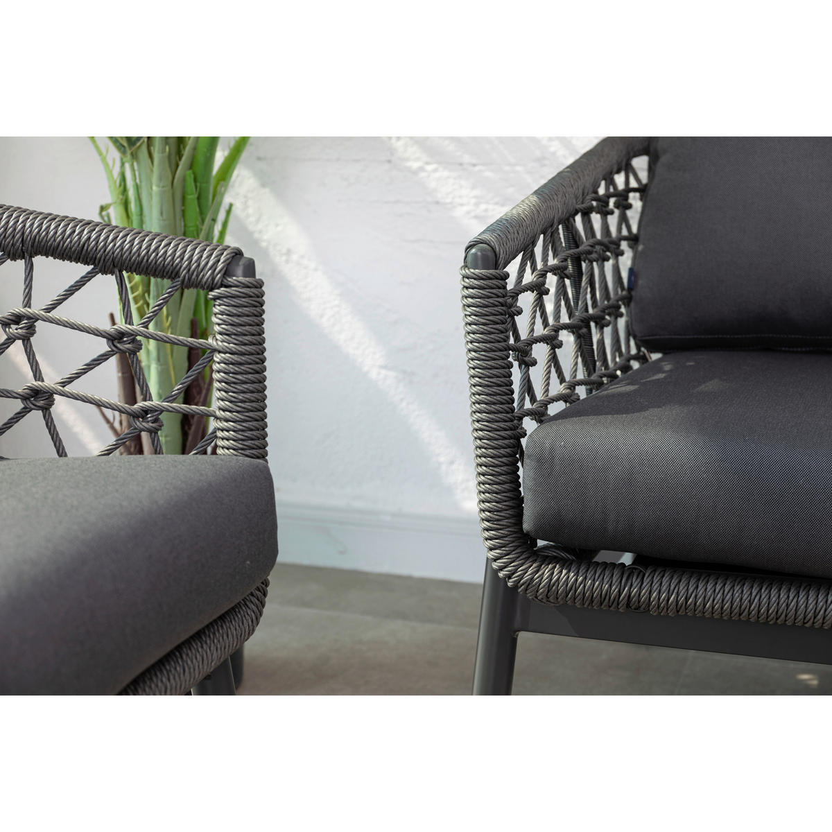 GARTENSET 5-teilig Aluminium 5-teilig  - Anthrazit, MODERN, Glas/Kunststoff - Gardenson