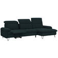 ECKSOFA in Flachgewebe Petrol  - Petrol/Schwarz, LIFESTYLE, Textil/Metall (310/180cm) - Valnatura