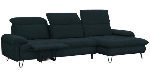 ECKSOFA in Flachgewebe Petrol  - Petrol/Schwarz, LIFESTYLE, Textil/Metall (310/180cm) - Valnatura