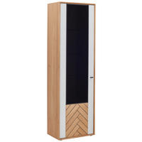 VITRINE Weiss, Eiche Bianco  63,8/206,9/38,6 cm  - Weiss/Eiche Bianco, Design, Glas/Holz (63,8/206,9/38,6cm) - Novel