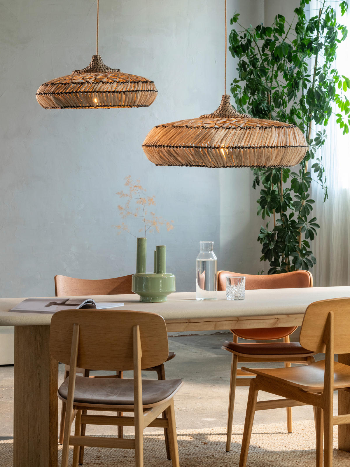 HÄNGELEUCHTE 50/50/275 cm  - Hellbraun/Schwarz, Trend, Naturmaterialien (50/50/275cm) - Good & Mojo