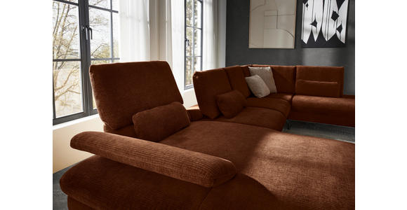 WOHNLANDSCHAFT in Webstoff Rostfarben  - Rostfarben/Schwarz, Design, Textil/Metall (157/354/208cm) - Dieter Knoll