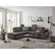 ECKSOFA in Mikrovelours Graubraun  - Graubraun/Schwarz, KONVENTIONELL, Kunststoff/Textil (217/265cm) - Carryhome