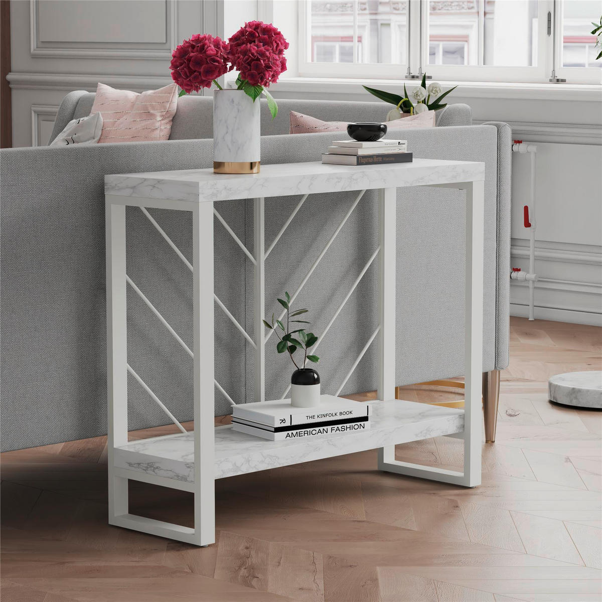 KONSOLENTISCH Weiß  - Weiß, Design, Holzwerkstoff/Metall (90/30/77cm) - MID.YOU