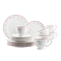KAFFEESERVICE Rot, Weiß LOVA 18-teilig  - Rot/Weiß, Basics, Keramik - Mäser