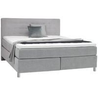 BOXSPRINGBETT 180/200 cm  in Hellgrau  - Chromfarben/Hellgrau, KONVENTIONELL, Kunststoff/Textil (180/200cm) - Voleo
