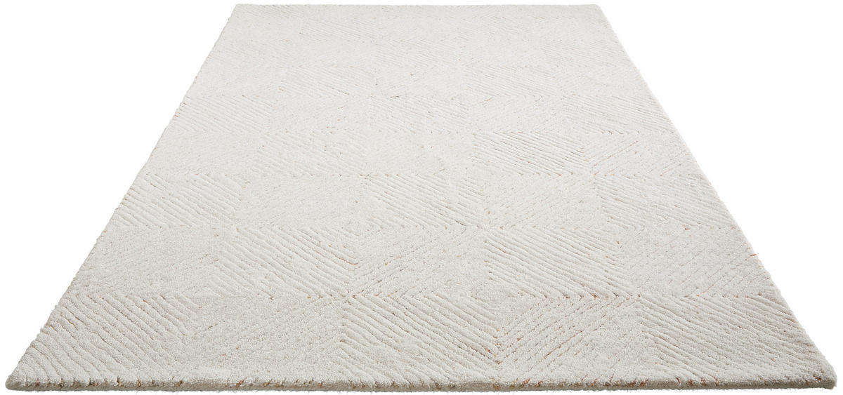 WOLLTEPPICH Wohnzimmer 160/230 cm RHOMBUS Multicolor, Weiß rechteckig  - Multicolor/Weiß, Basics, Textil (160/230cm) - Linea Natura