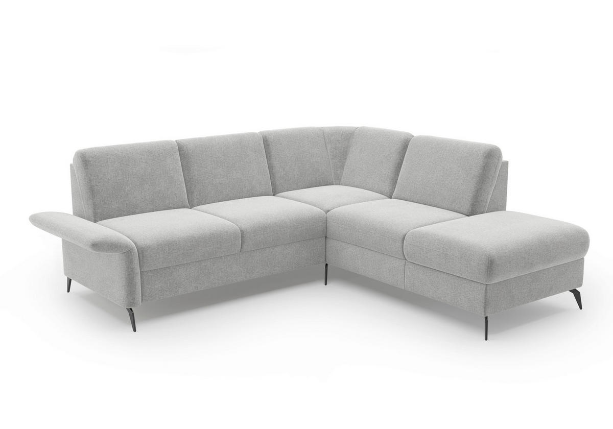 ECKSOFA ROCHELLE E Hellgrau Flachgewebe  - Hellgrau/Schwarz, KONVENTIONELL, Textil/Metall (240/216cm) - Sit & More