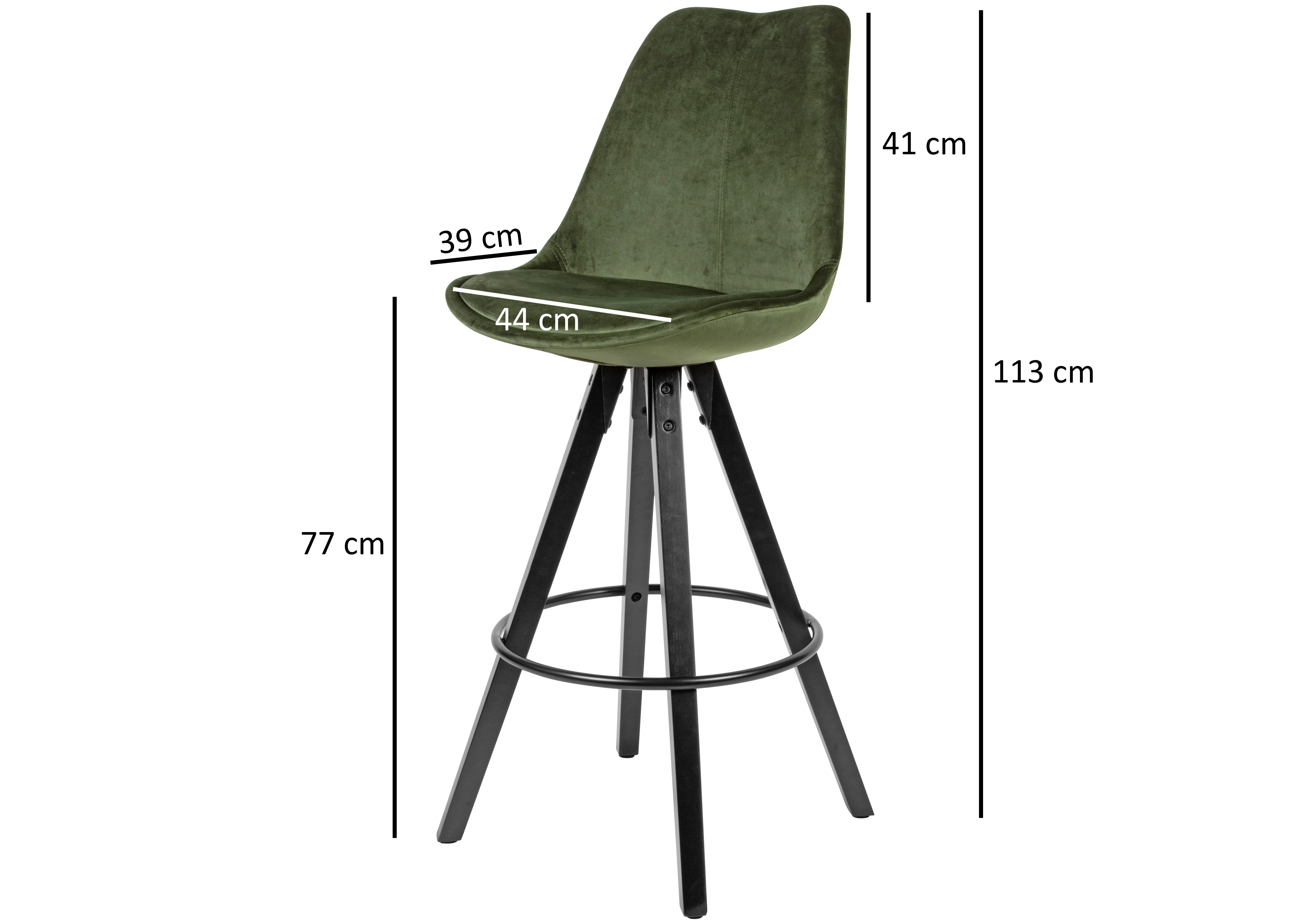 BARSTOL SET i grön  - grön/svart, Modern, trä/textil (49/113/49cm) - MID.YOU