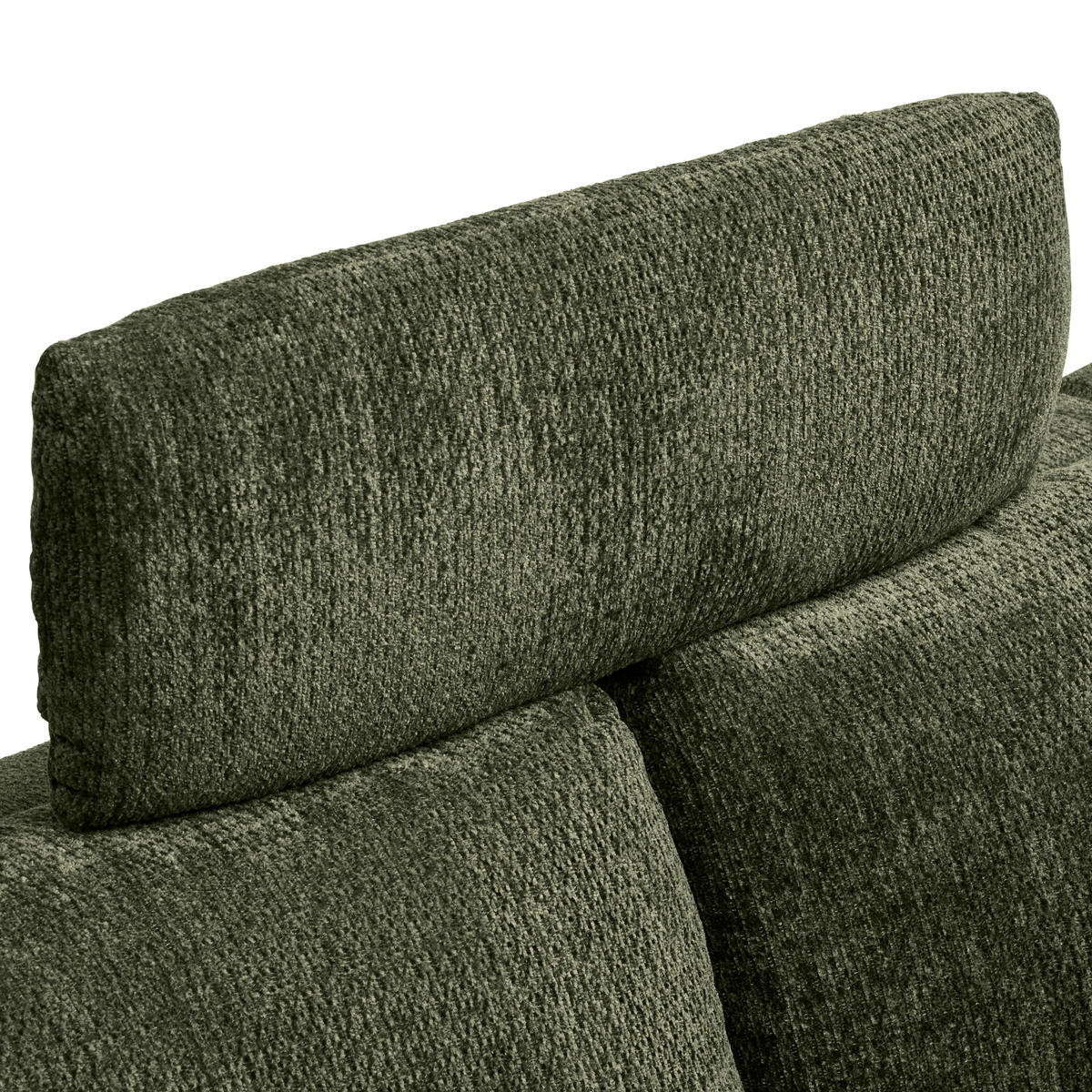 ECKSOFA in Chenille Olivgrün  - Schwarz/Olivgrün, Konventionell, Textil/Metall (291/153cm) - Hom`in