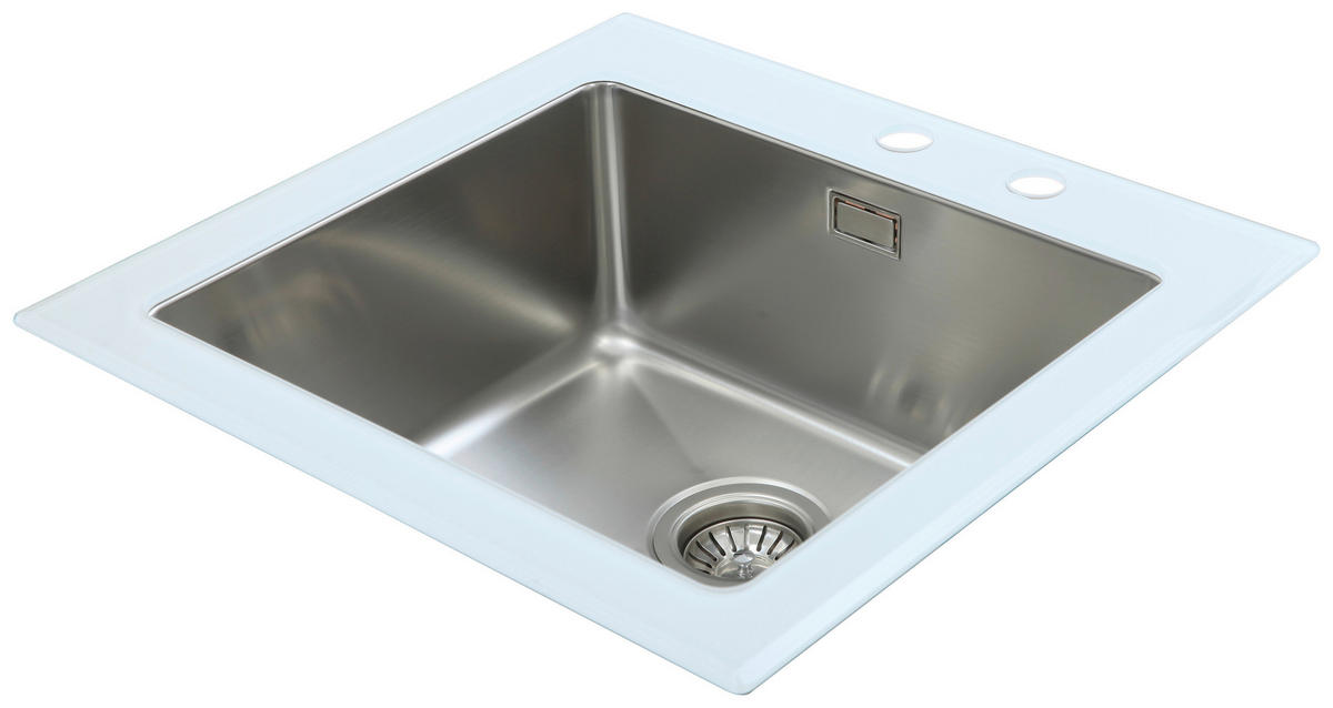 SPÜLE 1720NEWYORK55X53W  - Weiß, Trend, Glas/Metall (55/21/53cm) - Respekta