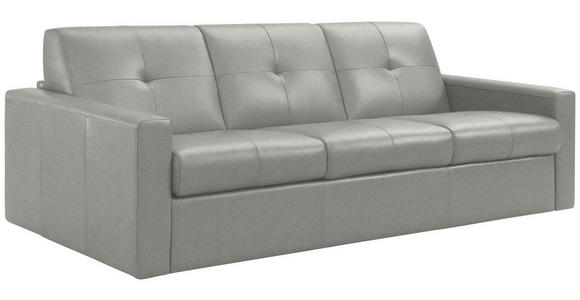 SCHLAFSOFA Bard in Echtleder Grauweiß  - Grauweiß/Schwarz, KONVENTIONELL, Leder/Kunststoff (206/81/96cm) - Novel