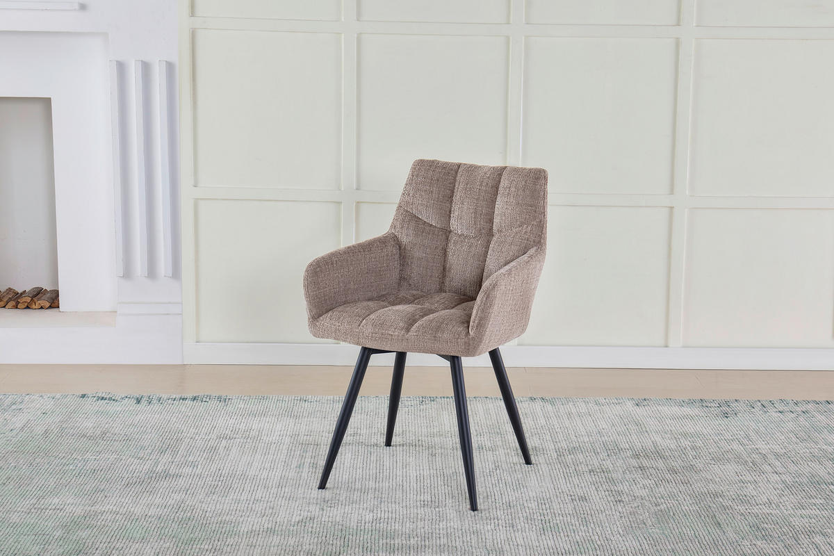 NASLANJAČ, kovina, tekstil črna, rjavosiva  - rjavosiva/črna, Design, kovina/tekstil (61/83,5/60cm) - Stylife