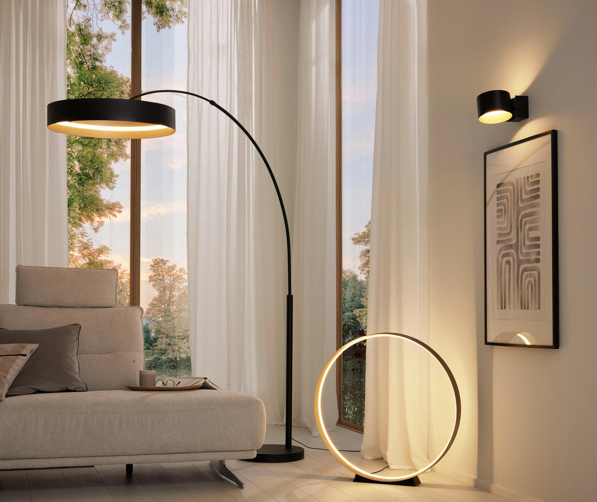 STOJACÍ LED SVÍTIDLO, 60/200 cm  - černá/barvy zlata, Design, kov (60/200cm) - Musterring