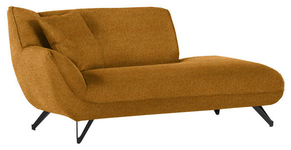 CHAISELONGUE in Samt Senfgelb  - Senfgelb/Schwarz, Design, Textil/Metall (190/90/95cm) - Carryhome