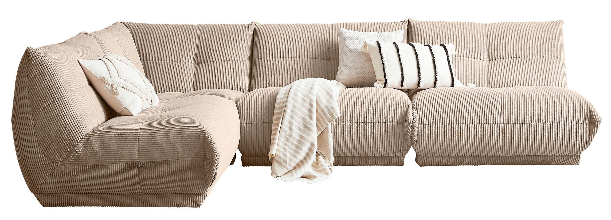 ECKSOFA in Cord Taupe  - Taupe, Trend, Textil (210/315cm) - Livetastic