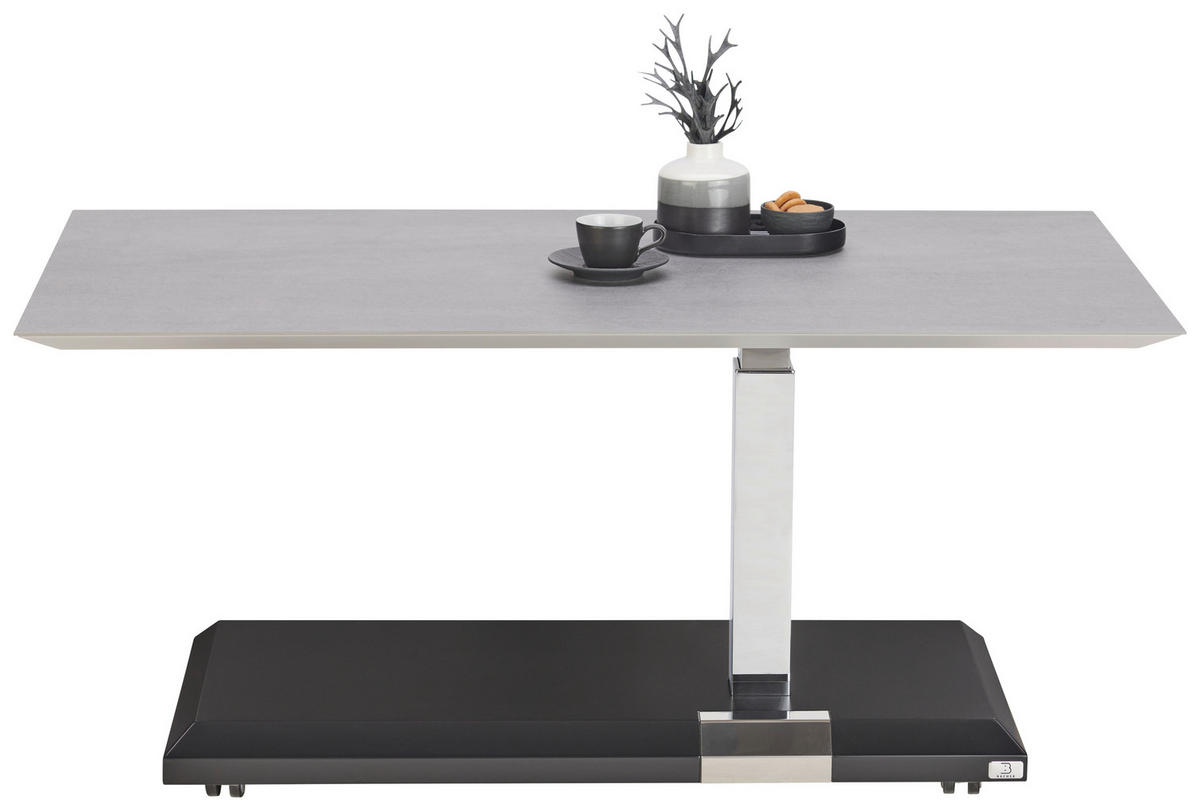 COUCHTISCH in Metall, Kunststoff, Keramik, Holzwerkstoff 110/60/46-62 cm  - Schwarz/Grau, MODERN, Keramik/Holzwerkstoff (110/60/46-62cm) - Bacher