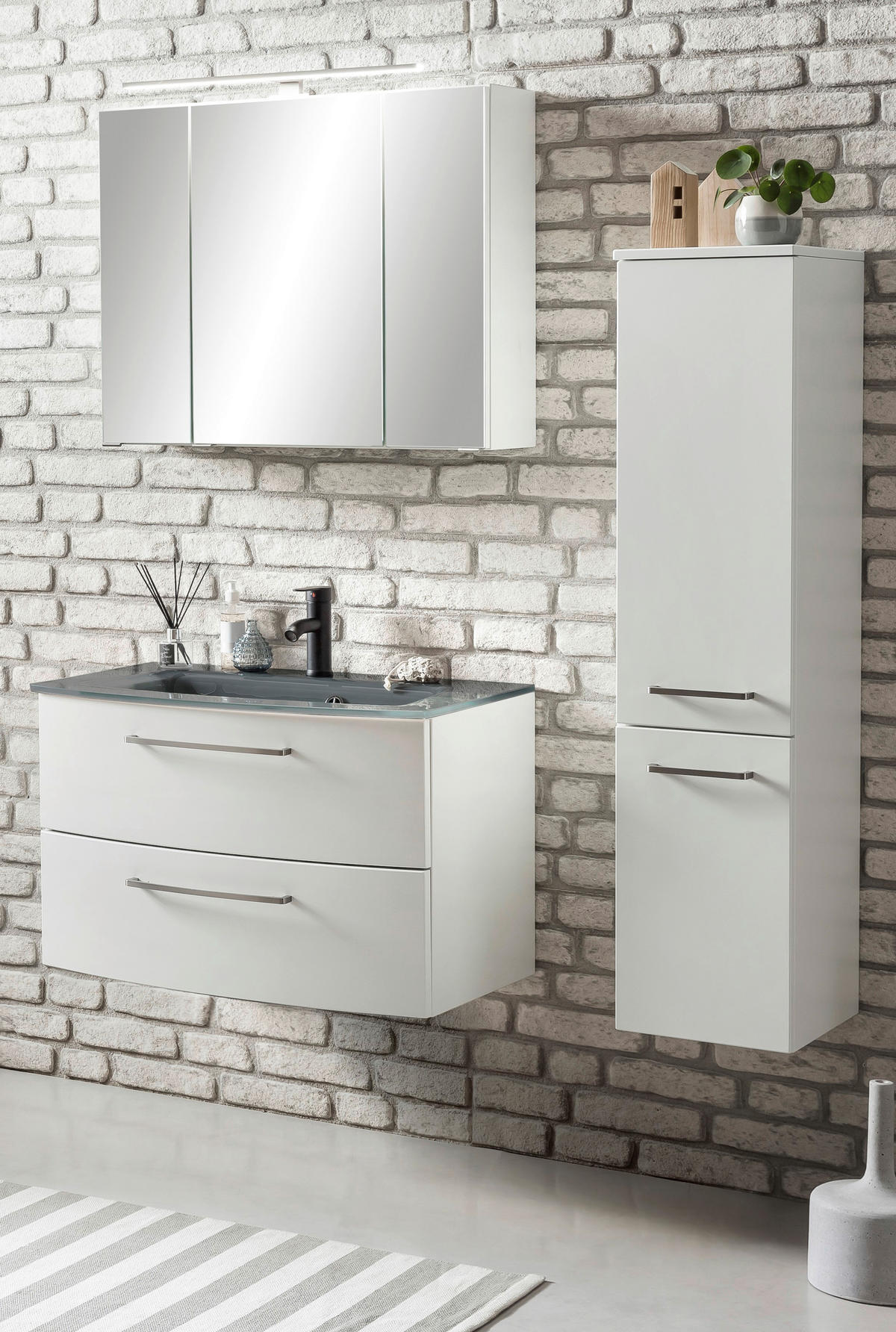 BADEZIMMER  in 110 cm  - Weiss/Grau, Konventionell, Glas/Holzwerkstoff (110cm) - Held