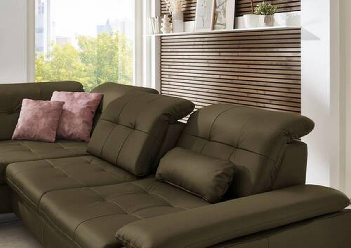 ECKSOFA in Echtleder Grün  - Grün, Basics, Leder/Metall (211/309cm) - Beldomo Speed