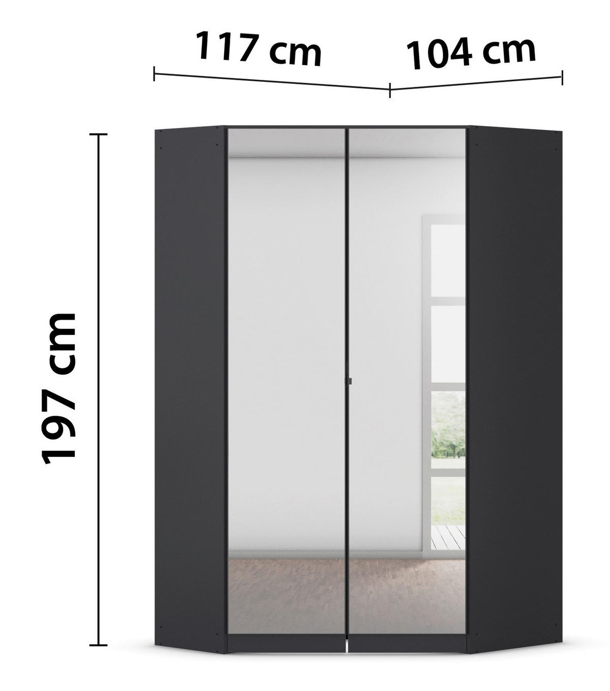 ECKKLEIDERSCHRANK 117/197/104 cm  - Chromfarben/Grau, Modern, Holzwerkstoff (117/197/104cm) - Rauch Möbel