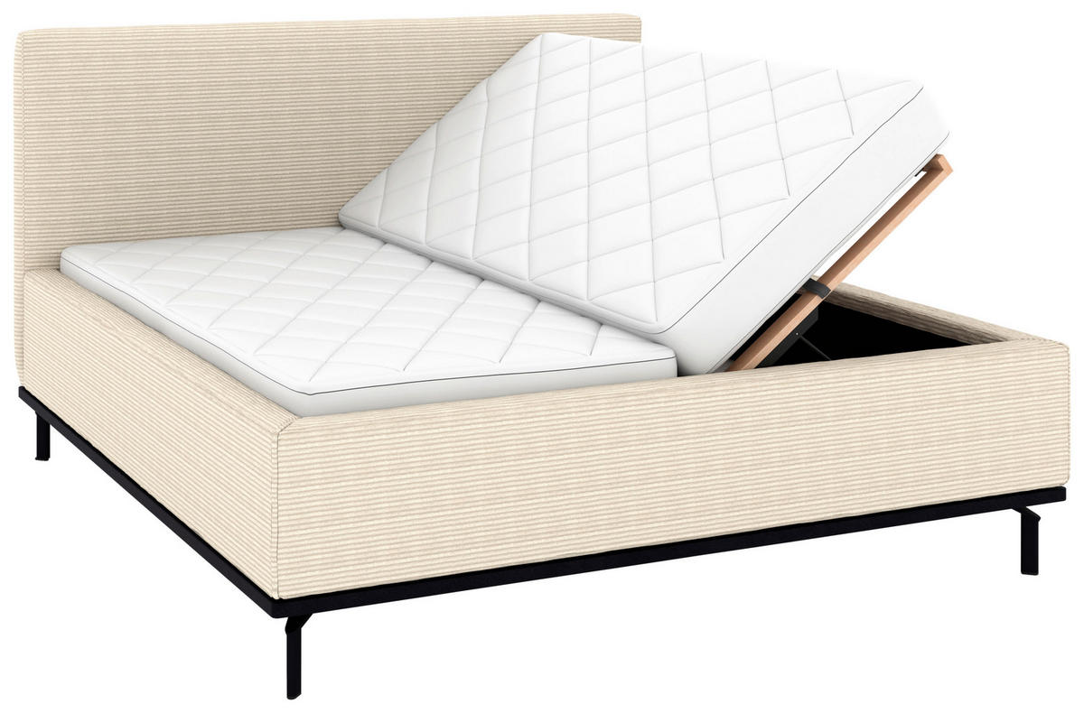 POLSTERBETT Matratze, Lattenrost, Bettkasten 180/200 cm  in Creme  - Creme/Graphitfarben, Design, Holz/Textil (180/200cm) - Musterring