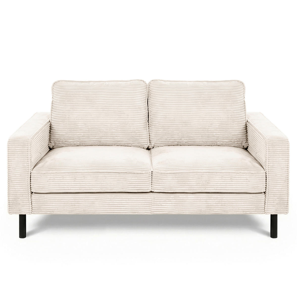 2-SITZER-SOFA  in Cord Creme Modern  - Creme/Schwarz, Design, Textil/Metall (148/85/92cm) - Livetastic