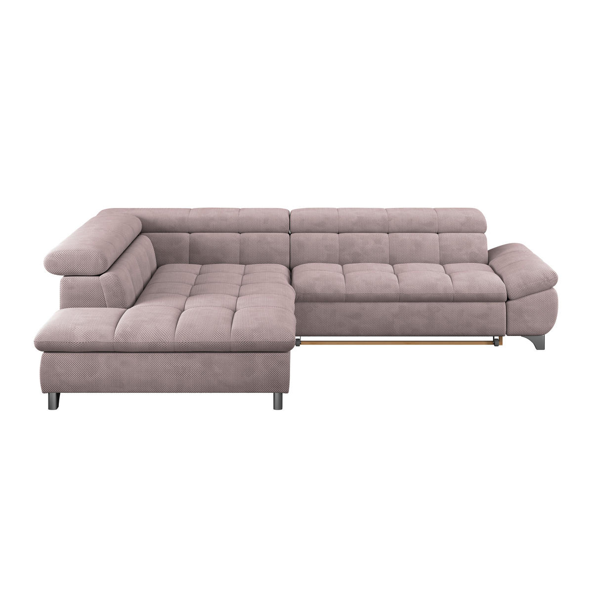ECKSOFA Rosa Chenille  - Chromfarben/Rosa, KONVENTIONELL, Textil/Metall (234/312cm) - Livetastic