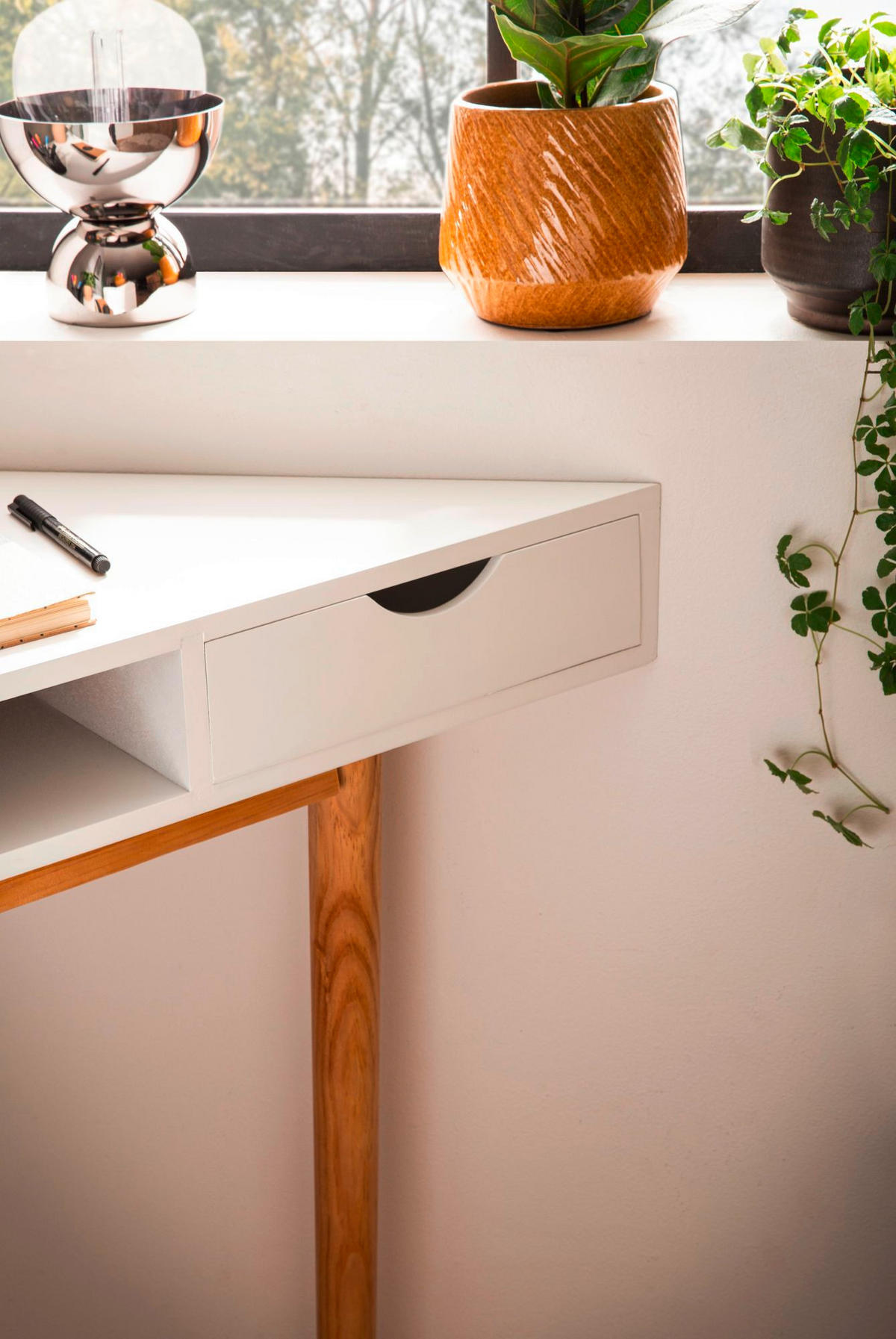 ROHOVÝ PÍSACÍ STÔL, biela, 80/80/78 cm - biela/farba duba, Design, drevo/kompozitné drevo (80/80/78cm) - Livetastic