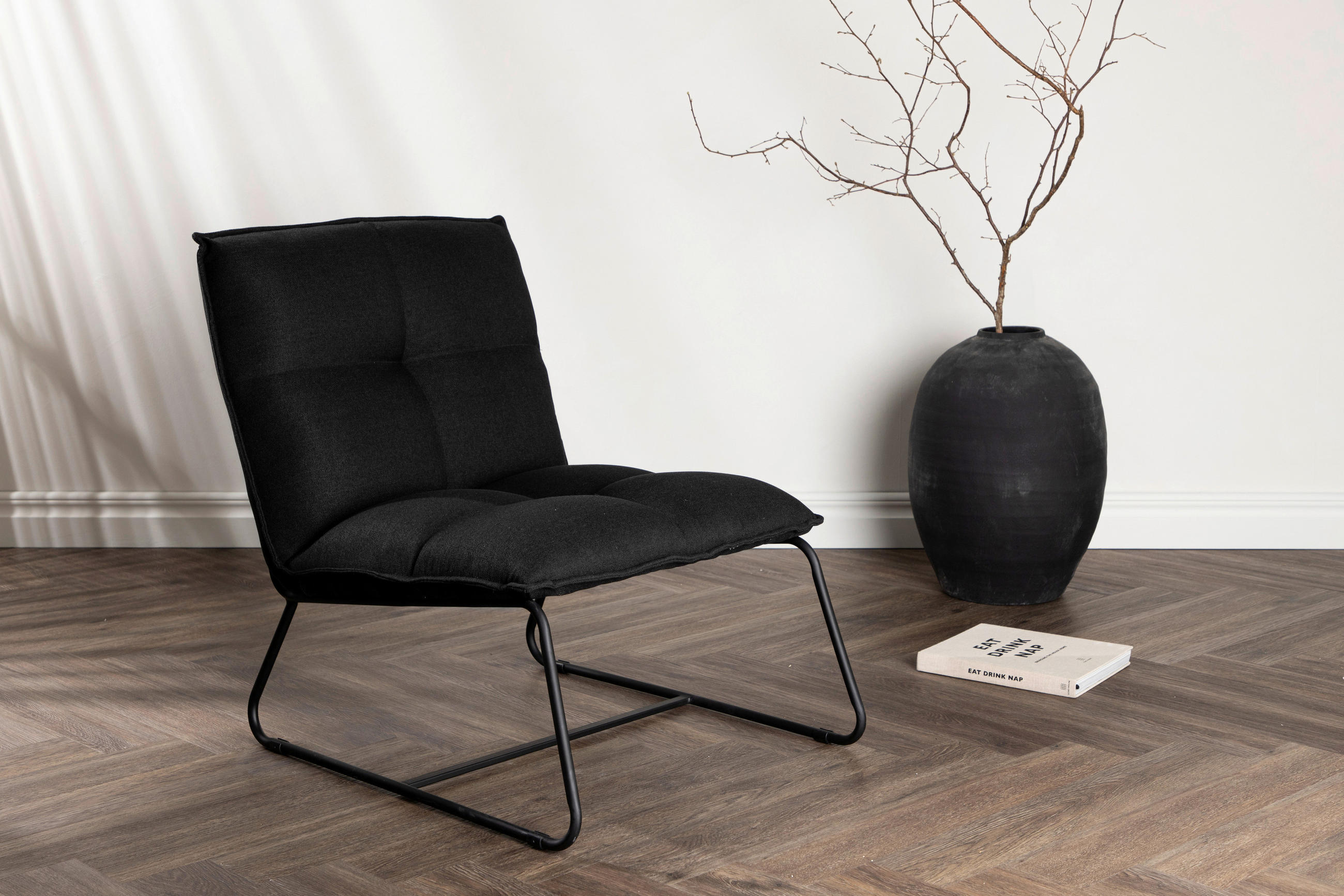 SESSEL in Leinenoptik Schwarz  - Schwarz, Design, Textil/Metall (62/78/83cm) - Livetastic