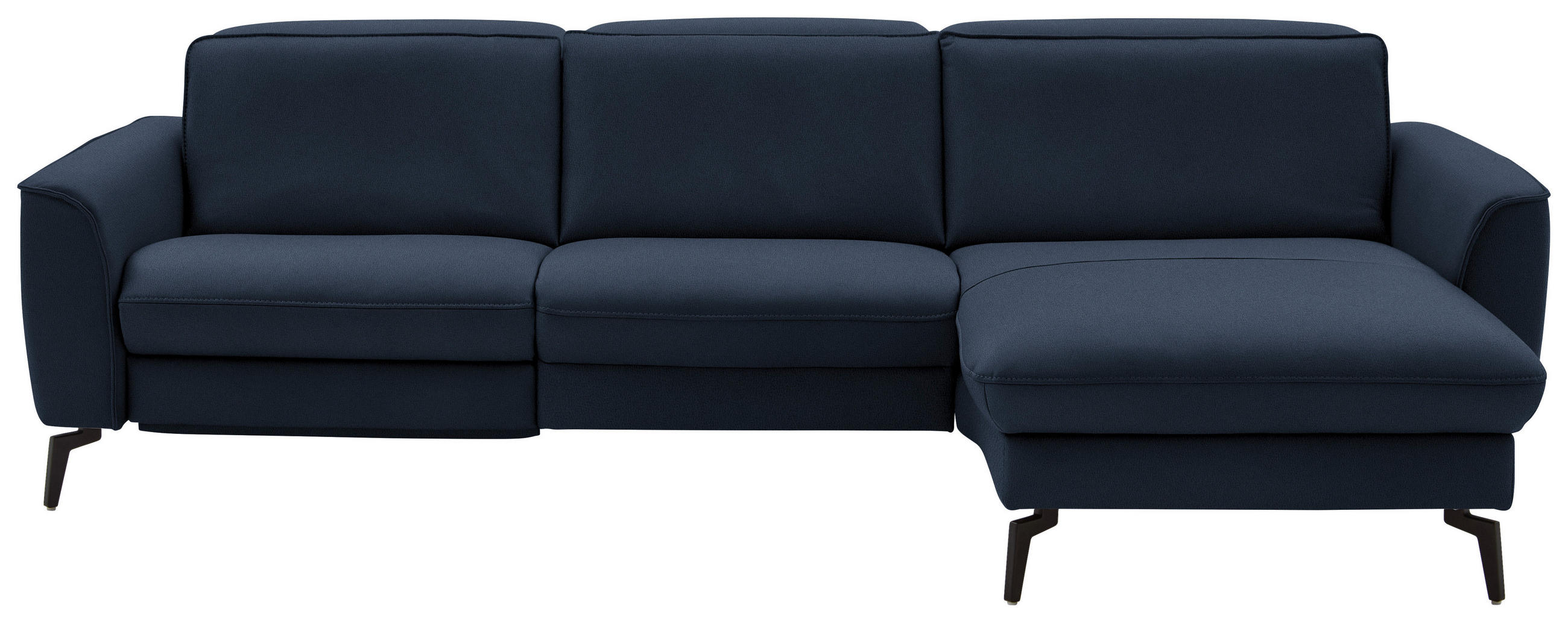 ECKSOFA in Echtleder Dunkelblau  - Schwarz/Dunkelblau, Natur, Leder/Metall (281/168cm) - Valdera