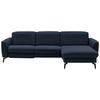ECKSOFA in Echtleder Dunkelblau  - Schwarz/Dunkelblau, Natur, Leder/Metall (281/168cm) - Valdera