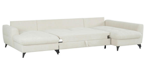 WOHNLANDSCHAFT Beige Chenille  - Beige/Schwarz, KONVENTIONELL, Textil/Metall (160/340/188cm) - Xora