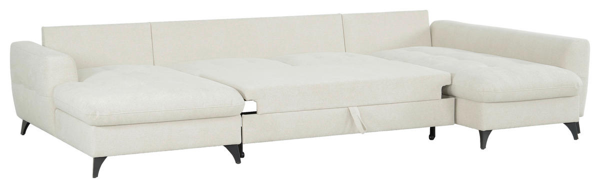 WOHNLANDSCHAFT Beige Chenille  - Beige/Schwarz, KONVENTIONELL, Textil/Metall (160/340/188cm) - Xora