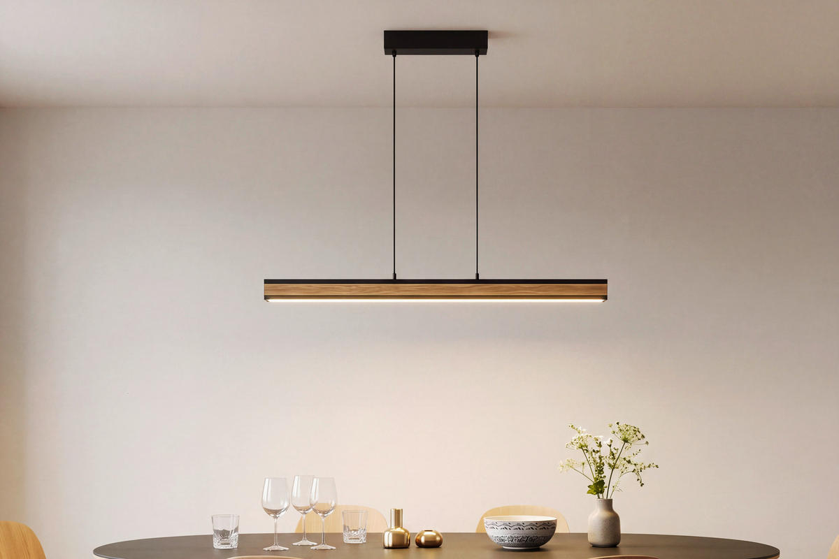 LED-HÄNGELEUCHTE Heloise 120/3.6/45-200 cm  - Eichefarben, Natur, Holz (120/3.6/45-200cm) - Herzblut