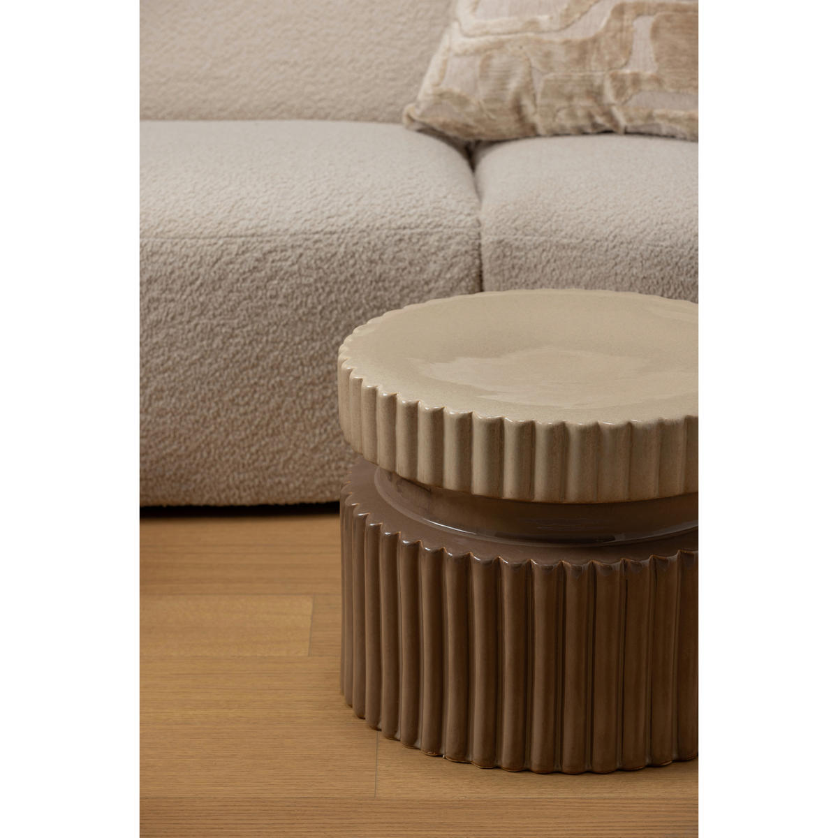 BEISTELLTISCH 48/48/38 cm Braun rund  - Braun, Design, Keramik (48/48/38cm) - Livetastic
