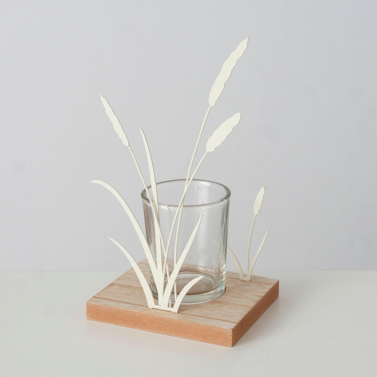 WINDLICHT - Creme/Braun, Basics, Glas/Holzwerkstoff (10/8/18,5cm)