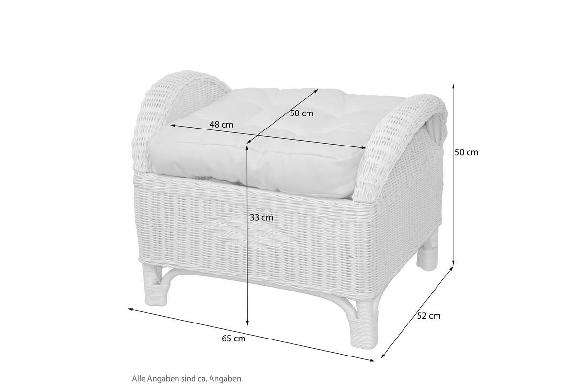 HOCKER Rattan Braun  - Creme/Braun, Natur, Holz/Textil (52/65/50cm) - MID.YOU