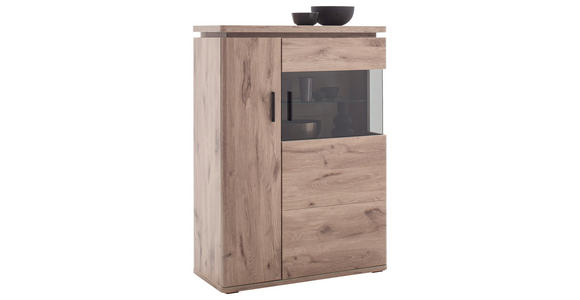 HIGHBOARD Eiche dunkel  90/124/38 cm  - Eiche dunkel/Anthrazit, KONVENTIONELL, Glas/Holzwerkstoff (90/124/38cm) - Cantus