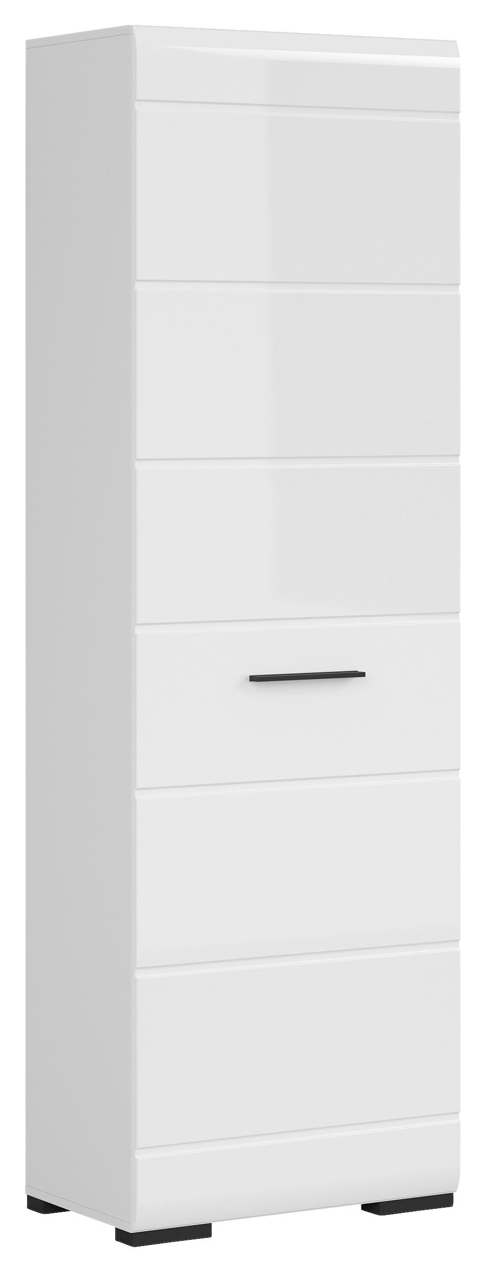 HIGHBOARD Weiß, Weiß Hochglanz Einlegeböden, Kleiderstange  - Weiß Hochglanz/Schwarz, Design, Holzwerkstoff/Kunststoff (64/199/37cm)