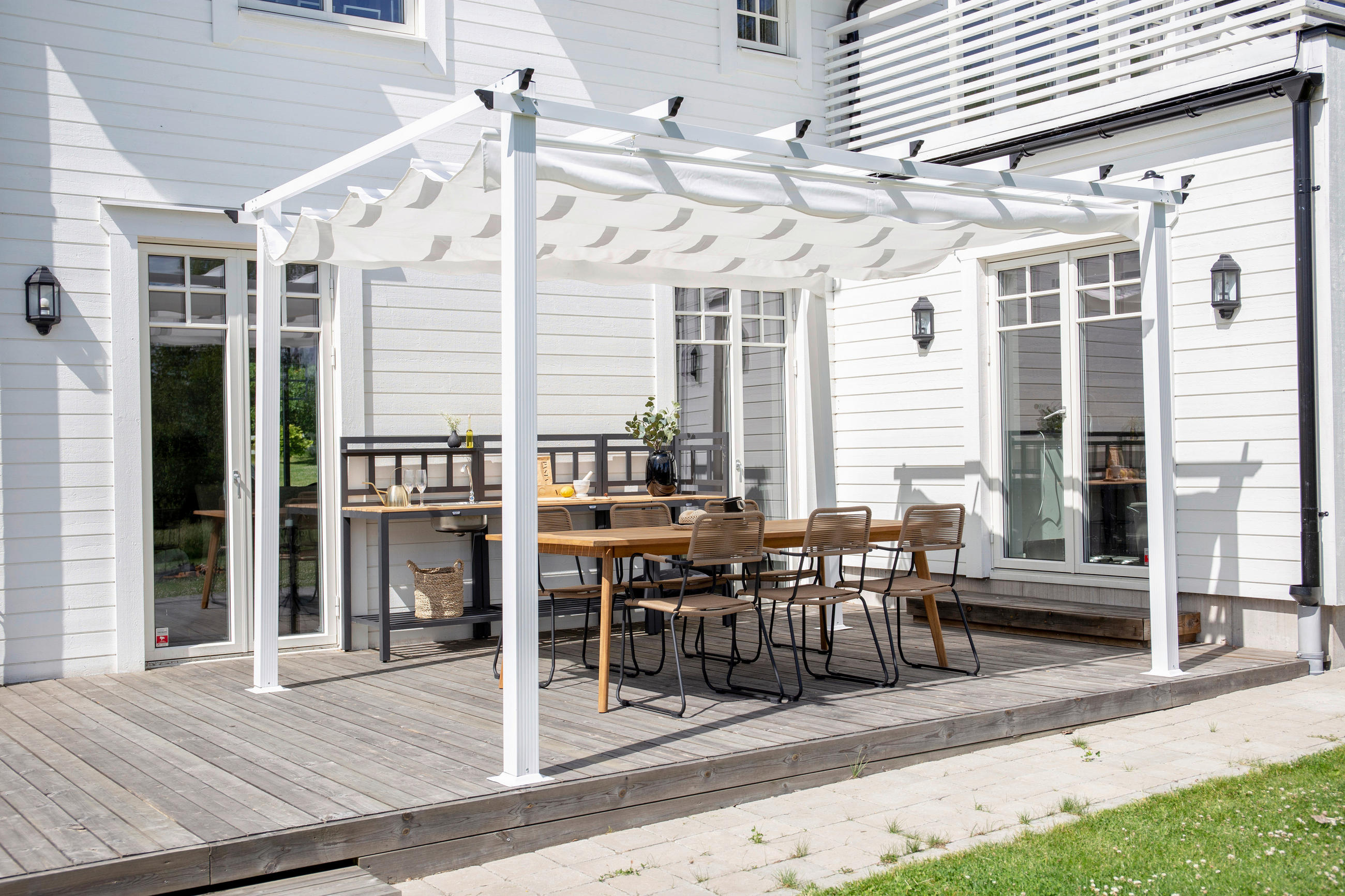 PERGOLA - Klassisk, metall/textil (345/246/395cm) - Gardenson