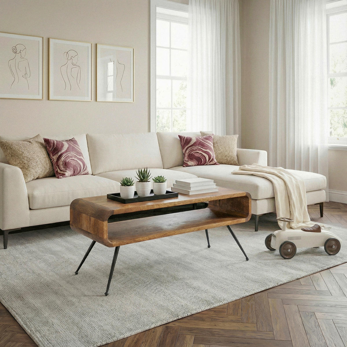 DOHÁNYZÓASZTAL fa 105/40/45 cm   - barna/fekete, Design, fa/fém (105/40/45cm) - Livetastic