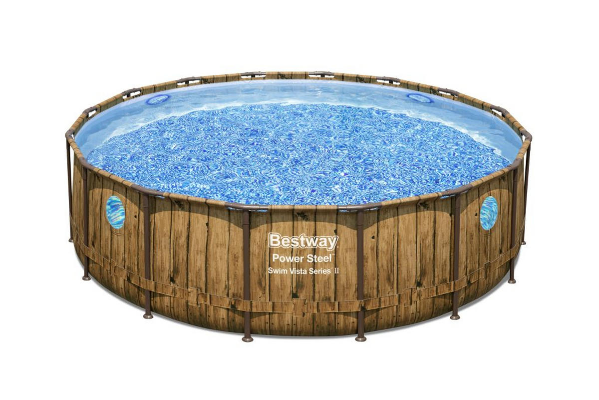 POOLSET 56725GS 488/122 cm  - Blau/Braun, KONVENTIONELL, Kunststoff/Metall (488/122cm) - Bestway