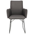 ARMLEHNSTUHL  in Stahl Mikrofaser  - Anthrazit/Schwarz, Design, Textil/Metall (61/91/60cm) - Dieter Knoll